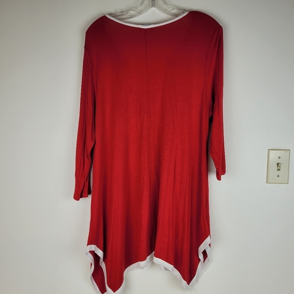 P.Michael Arkansas Razorbacks red long flowy tunic white trim asymmetrical hem L - Picture 8 of 15
